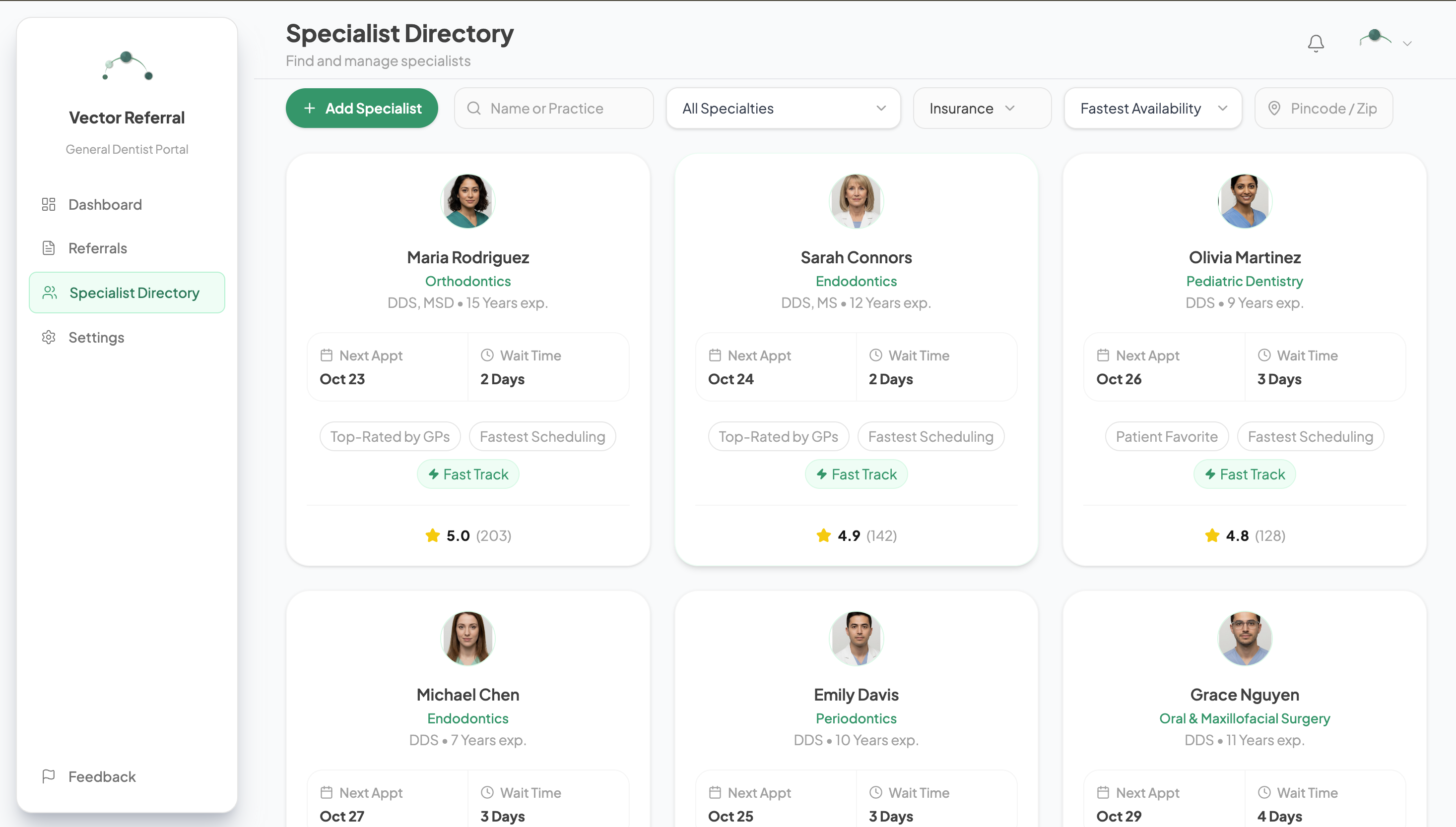 Specialist Directory – GPs discovering specialists with trusted communication and performance